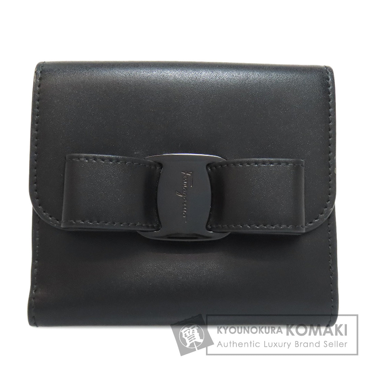 Salvatore Ferragamo Vara ribbon Bifold Wallet with Coin Pocket Leather Ladies [Used]