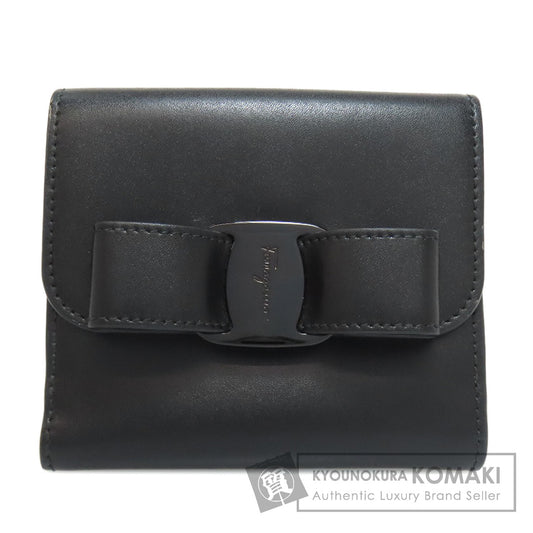 Salvatore Ferragamo Vara ribbon Bifold Wallet with Coin Pocket Leather Ladies [Used]