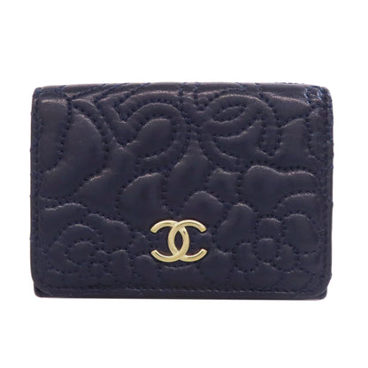 CHANEL Tri-fold Wallet Compact Wallet COCO Mark Bifold Wallet with Coin Pocket Lambskin Ladies [Used]