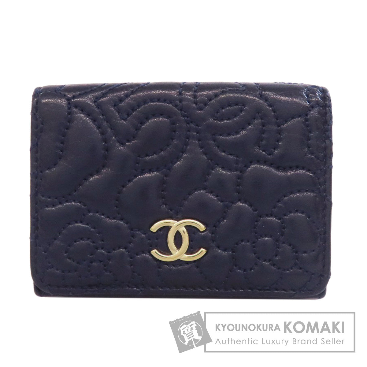CHANEL Tri-fold Wallet Compact Wallet COCO Mark Bifold Wallet with Coin Pocket Lambskin Ladies [Used]