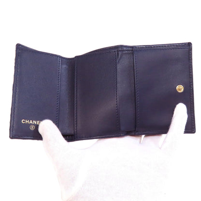 CHANEL Tri-fold Wallet Compact Wallet COCO Mark Bifold Wallet with Coin Pocket Lambskin Ladies [Used]