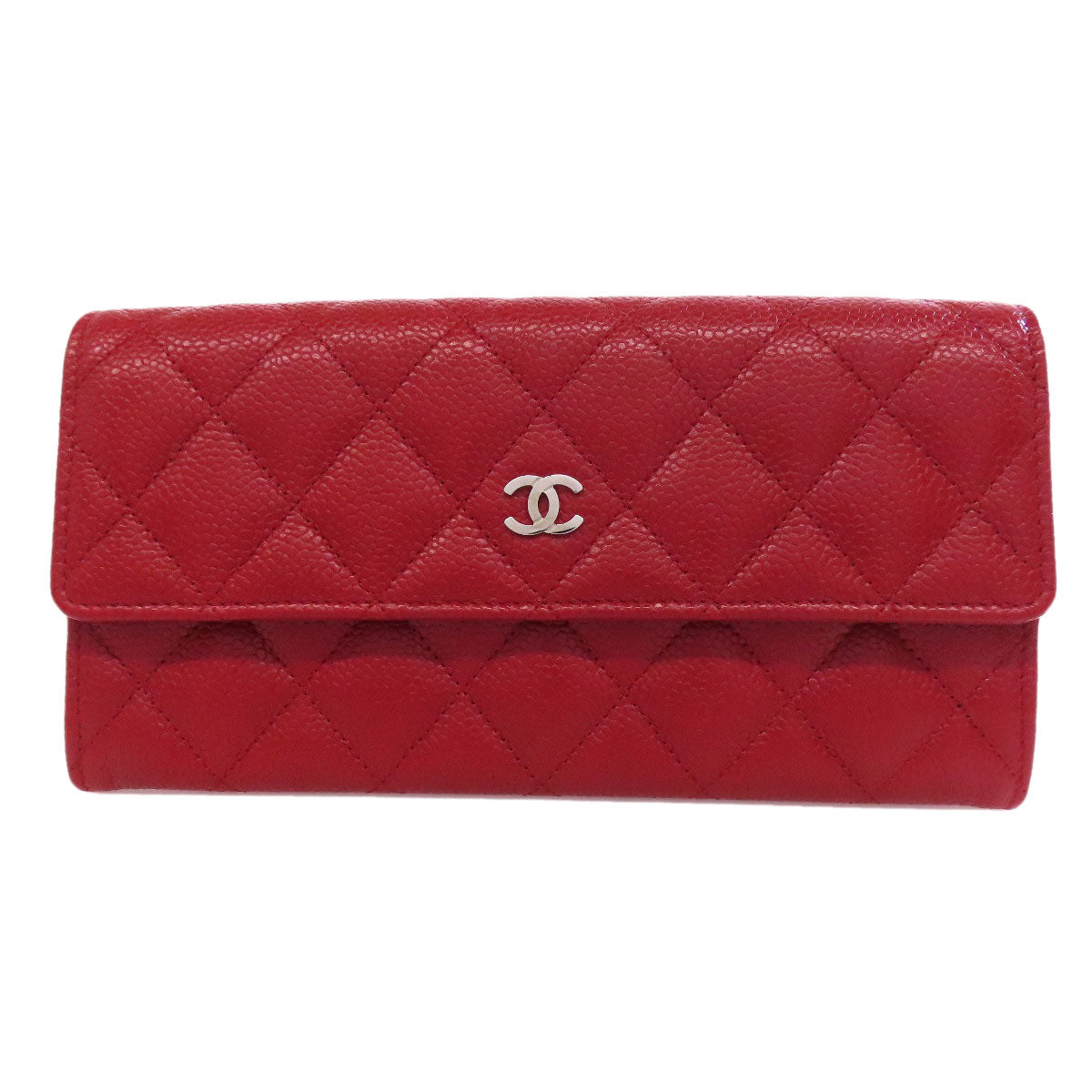 CHANEL COCO Mark Matelasse SilverHardware Long wallet (with coin pocket) Grained Calfskin Skin Ladies [Used]