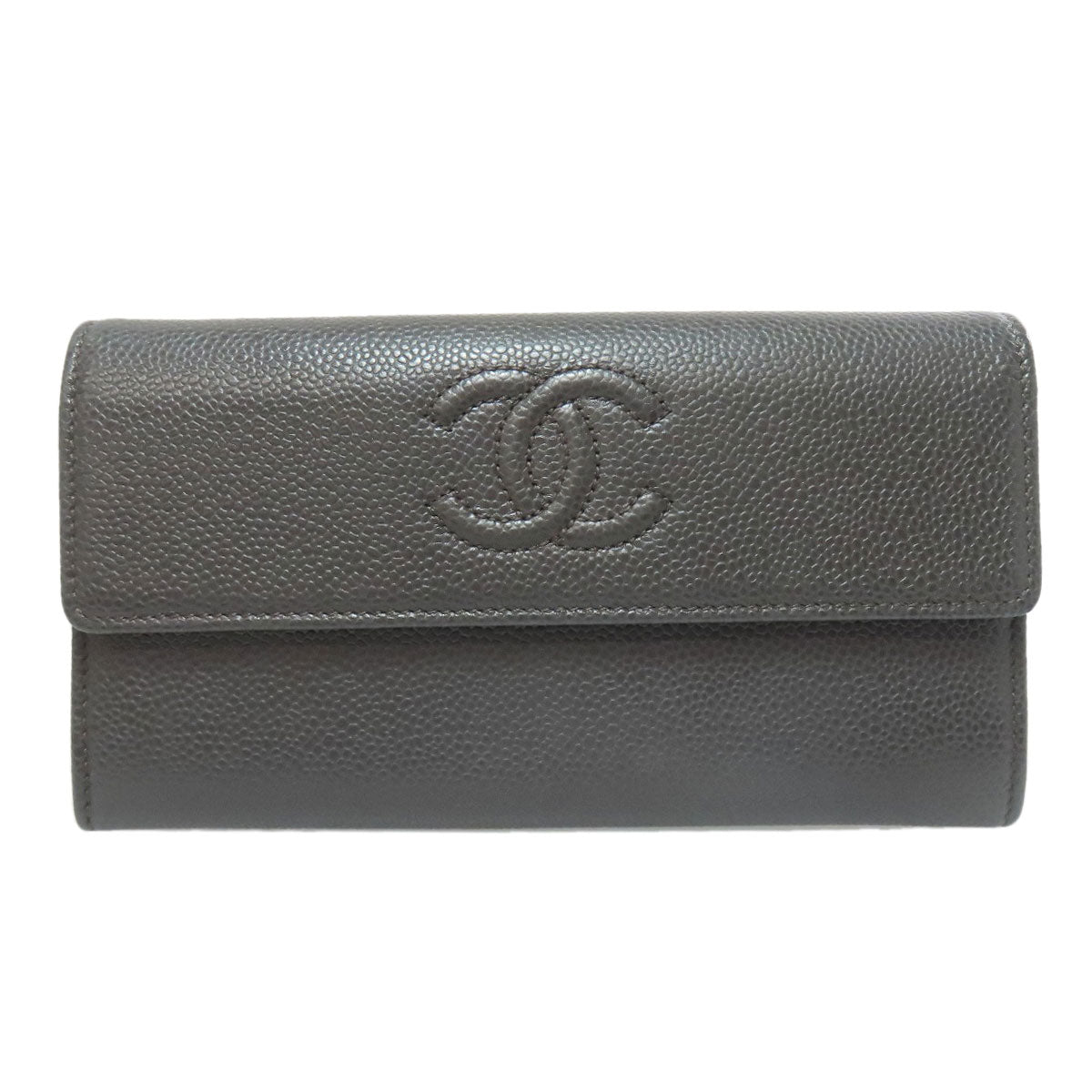 CHANEL COCO Mark Long wallet (with coin pocket) Grained Calfskin Skin Ladies [Used]