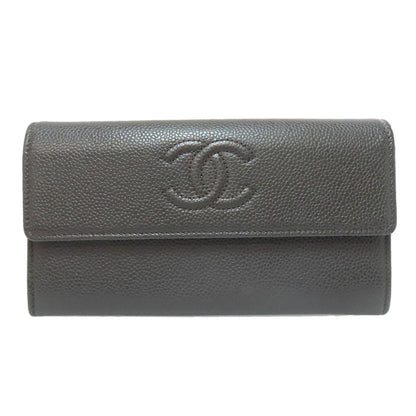 CHANEL COCO Mark Long wallet (with coin pocket) Grained Calfskin Skin Ladies [Used]