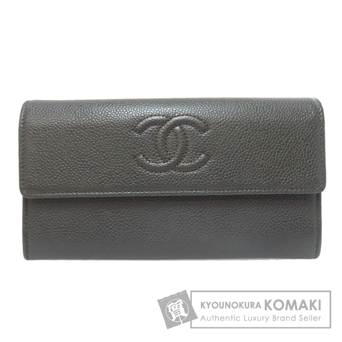 CHANEL COCO Mark Long wallet (with coin pocket) Grained Calfskin Skin Ladies [Used]