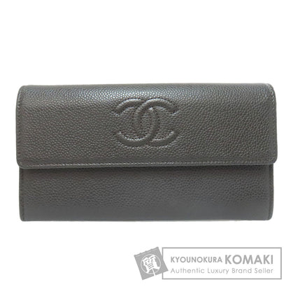 CHANEL COCO Mark Long wallet (with coin pocket) Grained Calfskin Skin Ladies [Used]