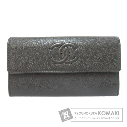 CHANEL COCO Mark Long wallet (with coin pocket) Grained Calfskin Skin Ladies [Used]