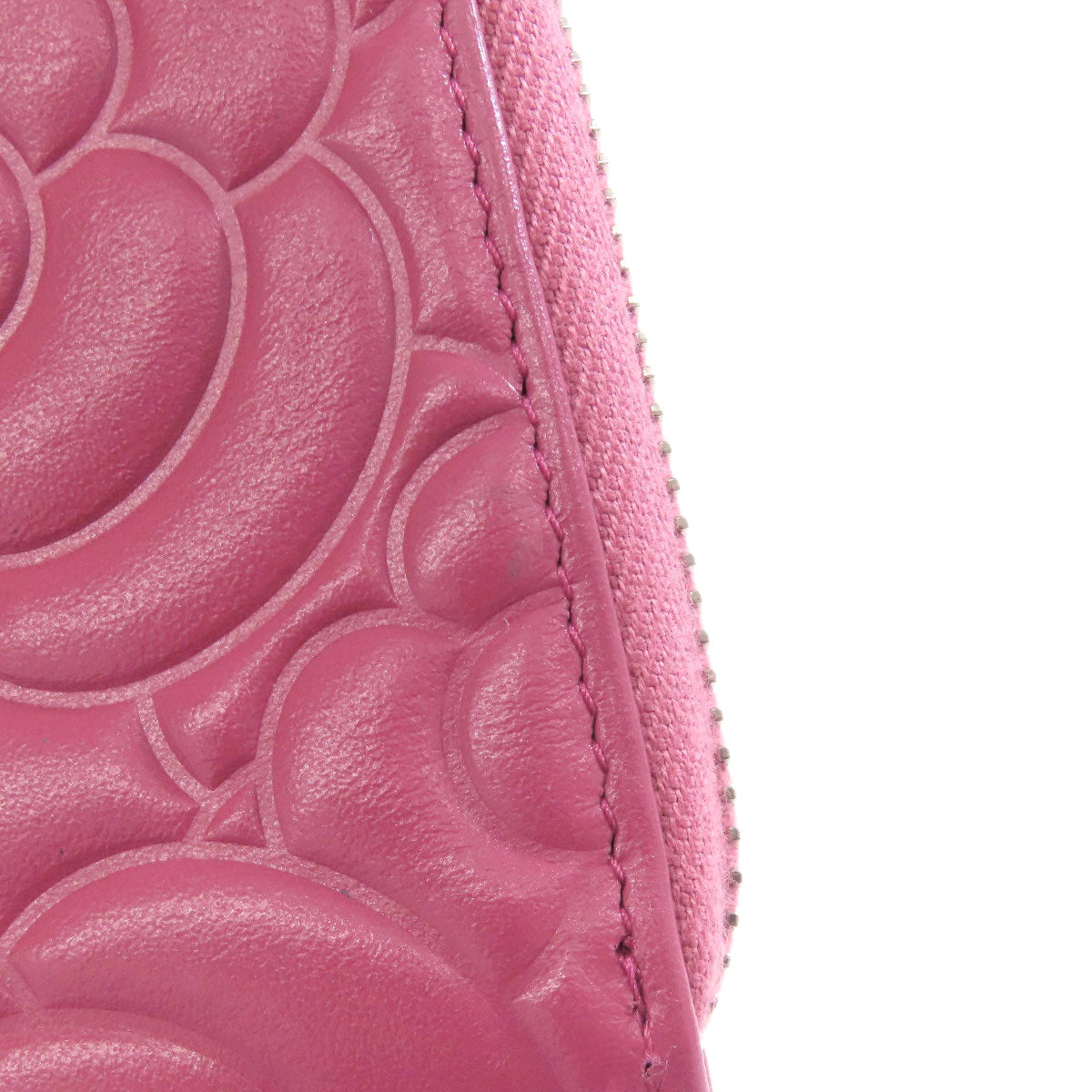 CHANEL Camellia COCO Mark SilverHardware Long wallet (with coin pocket) Calf Ladies [Used]