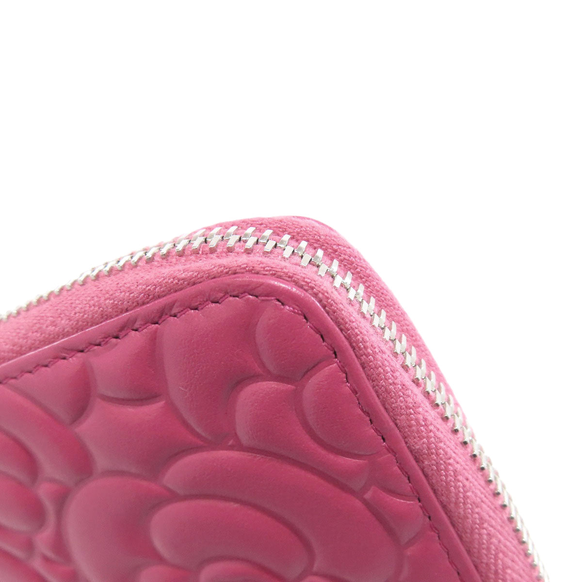 CHANEL Camellia COCO Mark SilverHardware Long wallet (with coin pocket) Calf Ladies [Used]