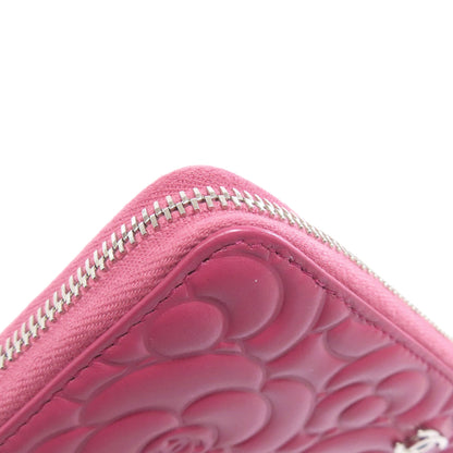 CHANEL Camellia COCO Mark SilverHardware Long wallet (with coin pocket) Calf Ladies [Used]