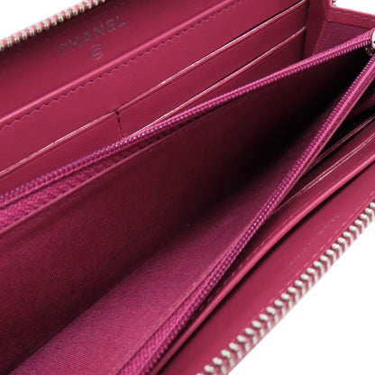 CHANEL Camellia COCO Mark SilverHardware Long wallet (with coin pocket) Calf Ladies [Used]