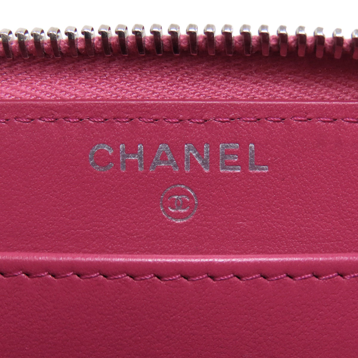 CHANEL Camellia COCO Mark SilverHardware Long wallet (with coin pocket) Calf Ladies [Used]