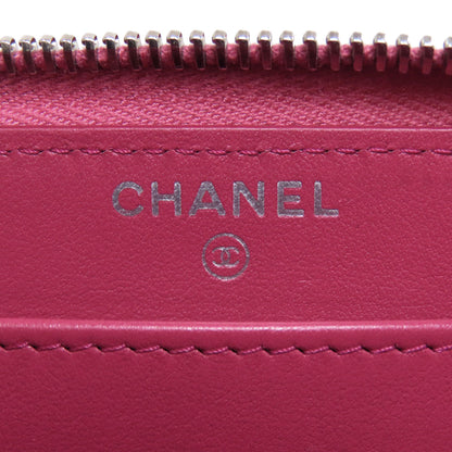 CHANEL Camellia COCO Mark SilverHardware Long wallet (with coin pocket) Calf Ladies [Used]