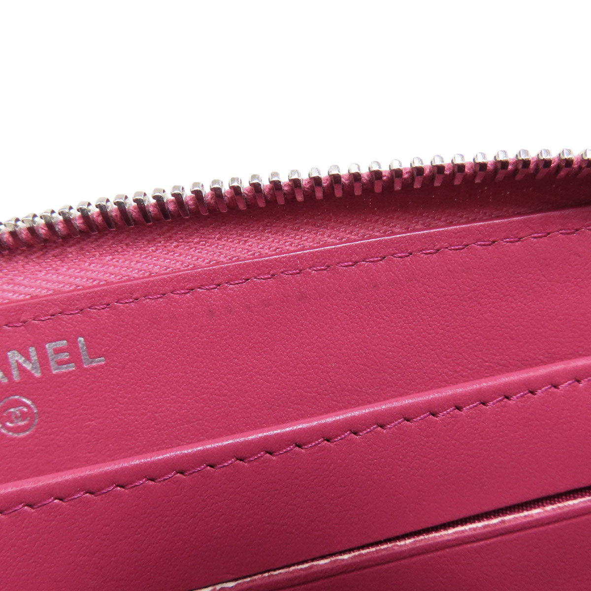 CHANEL Camellia COCO Mark SilverHardware Long wallet (with coin pocket) Calf Ladies [Used]
