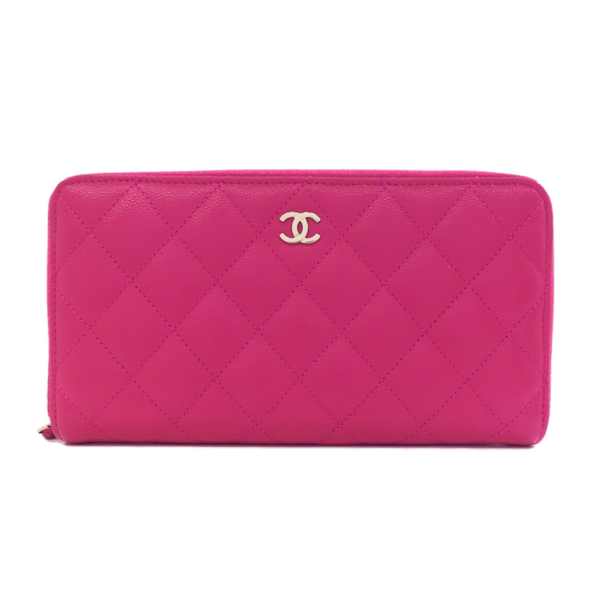 CHANEL Matelasse COCO Mark SilverHardware Long wallet (with coin pocket) Grained Calfskin Skin Ladies [Used]