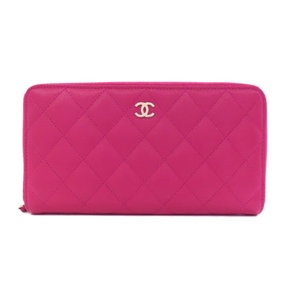 CHANEL Matelasse COCO Mark SilverHardware Long wallet (with coin pocket) Grained Calfskin Skin Ladies [Used]