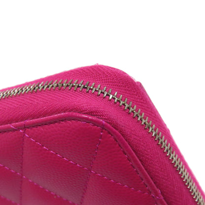 CHANEL Matelasse COCO Mark SilverHardware Long wallet (with coin pocket) Grained Calfskin Skin Ladies [Used]