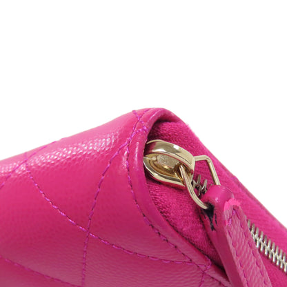 CHANEL Matelasse COCO Mark SilverHardware Long wallet (with coin pocket) Grained Calfskin Skin Ladies [Used]