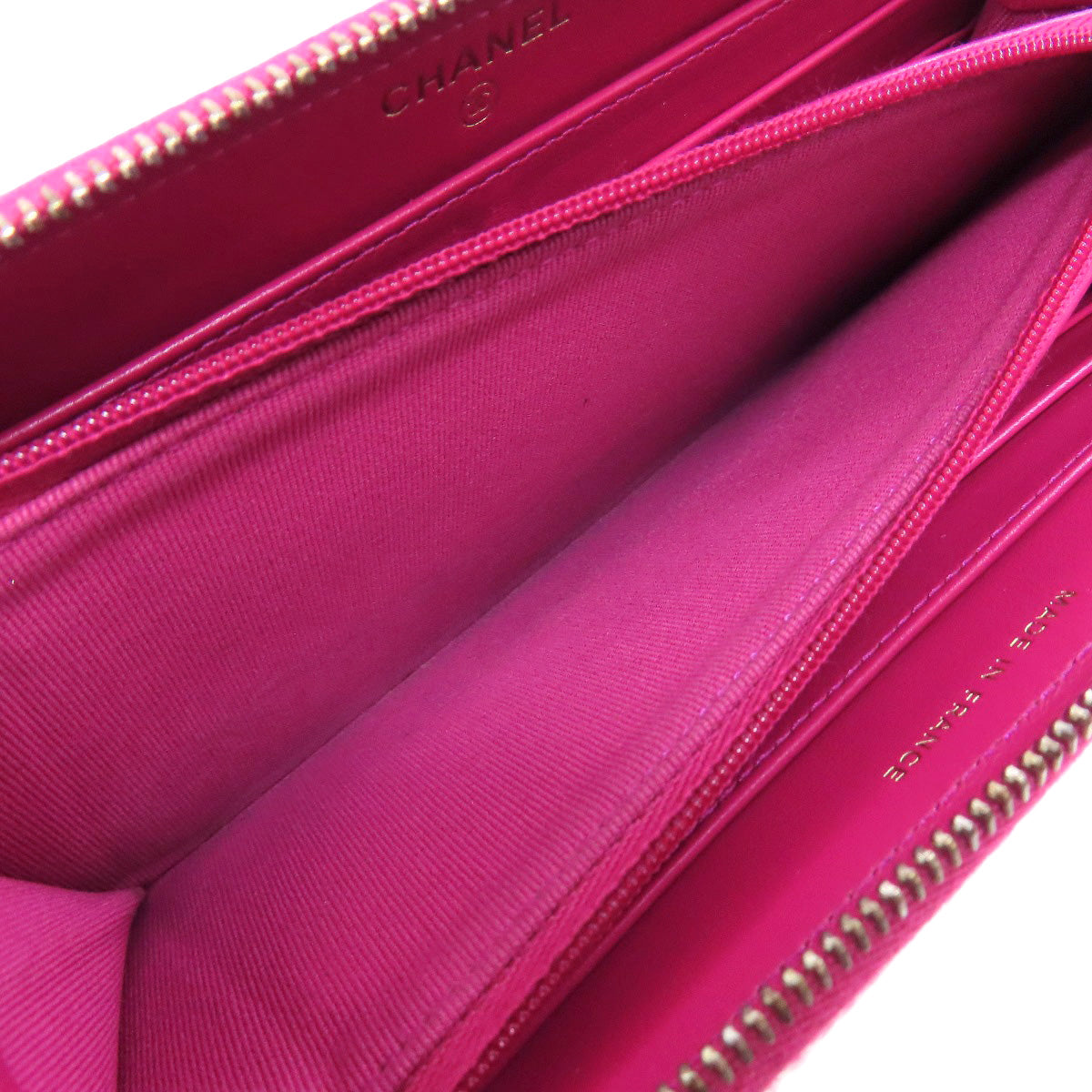 CHANEL Matelasse COCO Mark SilverHardware Long wallet (with coin pocket) Grained Calfskin Skin Ladies [Used]