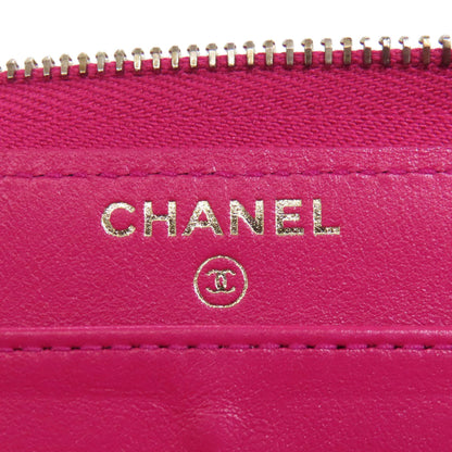 CHANEL Matelasse COCO Mark SilverHardware Long wallet (with coin pocket) Grained Calfskin Skin Ladies [Used]