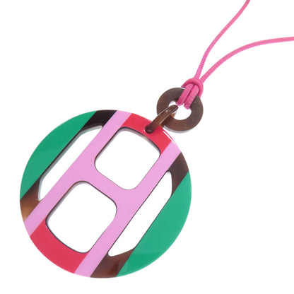 HERMES H Equip Pendant Necklace Buffalo horn Ladies [Used]