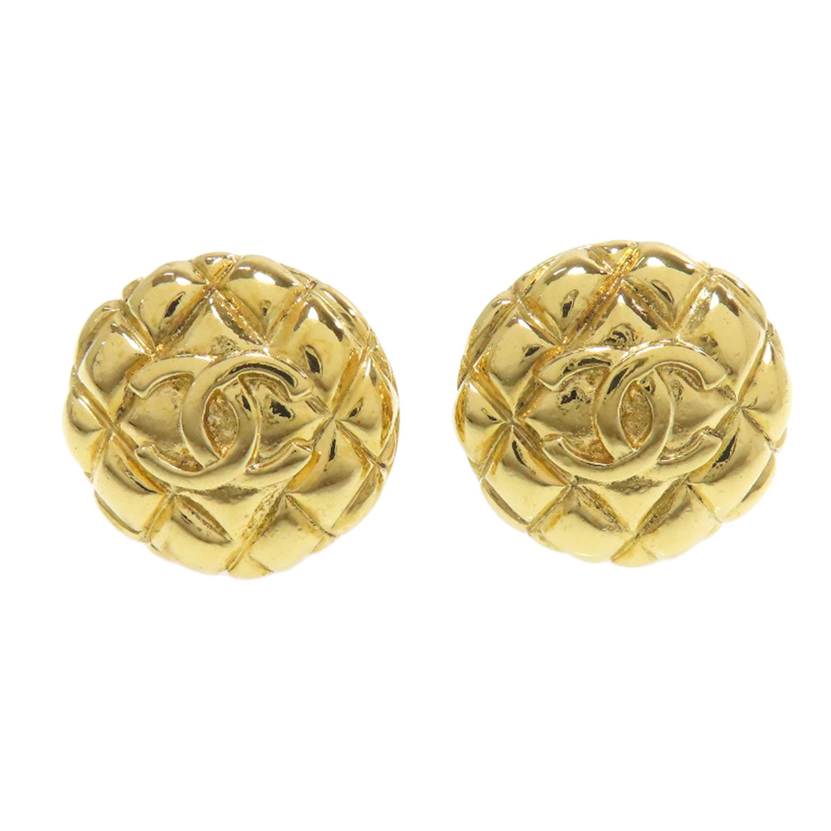 CHANEL Matelasse COCO Button Earring Metal Ladies [Used]