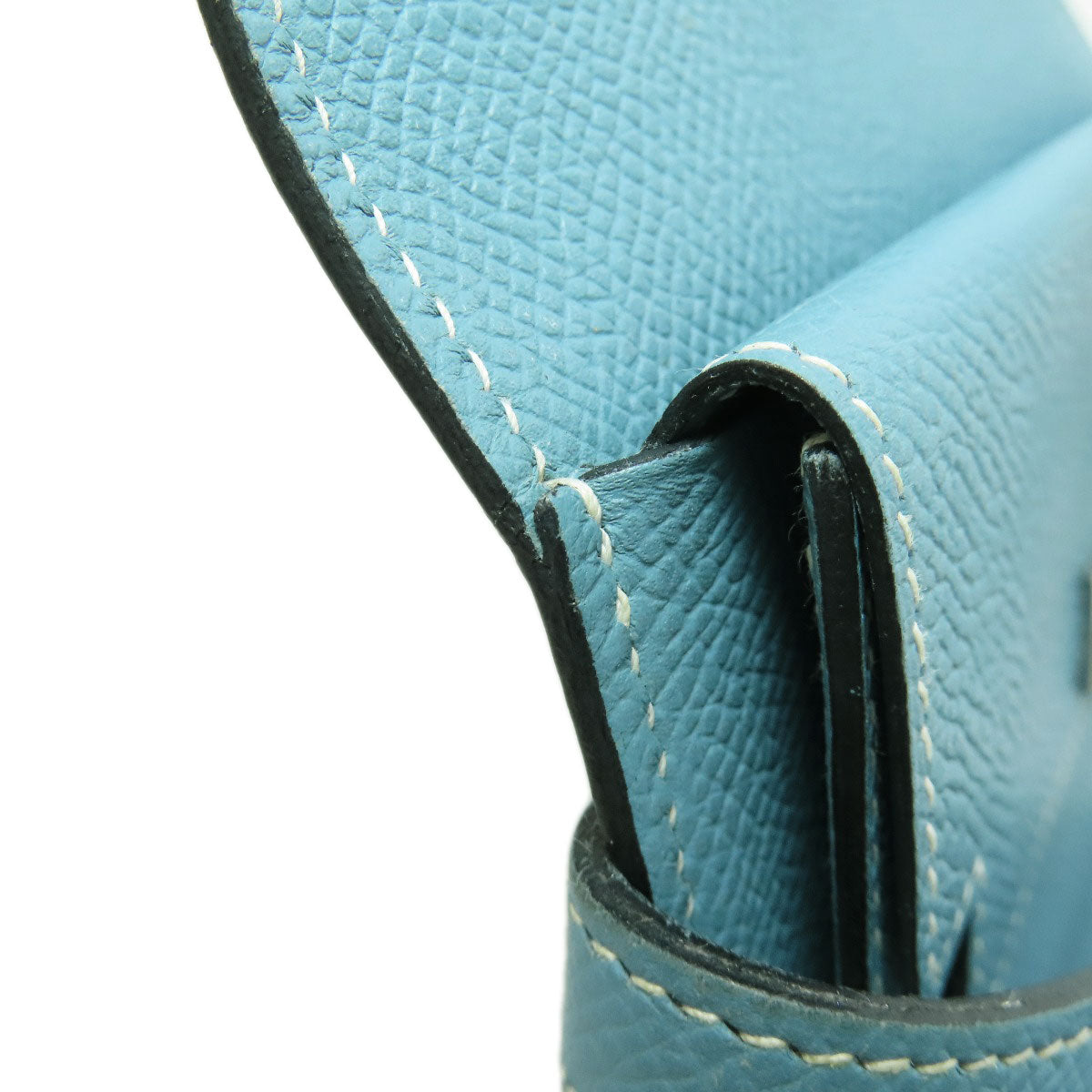 HERMES Kelly Wallet Compact Blue Jean Silver Hardware Bifold Wallet with Coin Pocket Epsom Ladies [Used]