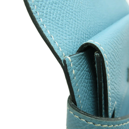 HERMES Kelly Wallet Compact Blue Jean Silver Hardware Bifold Wallet with Coin Pocket Epsom Ladies [Used]