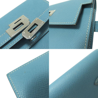 HERMES Kelly Wallet Compact Blue Jean Silver Hardware Bifold Wallet with Coin Pocket Epsom Ladies [Used]