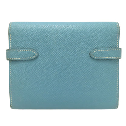HERMES Kelly Wallet Compact Blue Jean Silver Hardware Bifold Wallet with Coin Pocket Epsom Ladies [Used]