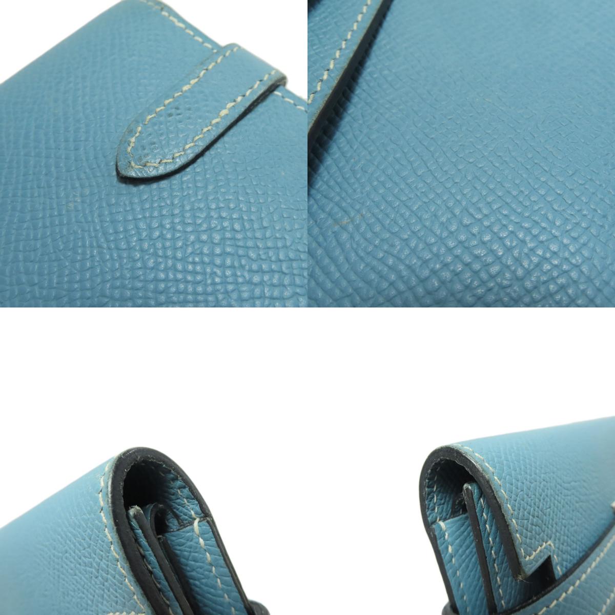 HERMES Kelly Wallet Compact Blue Jean Silver Hardware Bifold Wallet with Coin Pocket Epsom Ladies [Used]