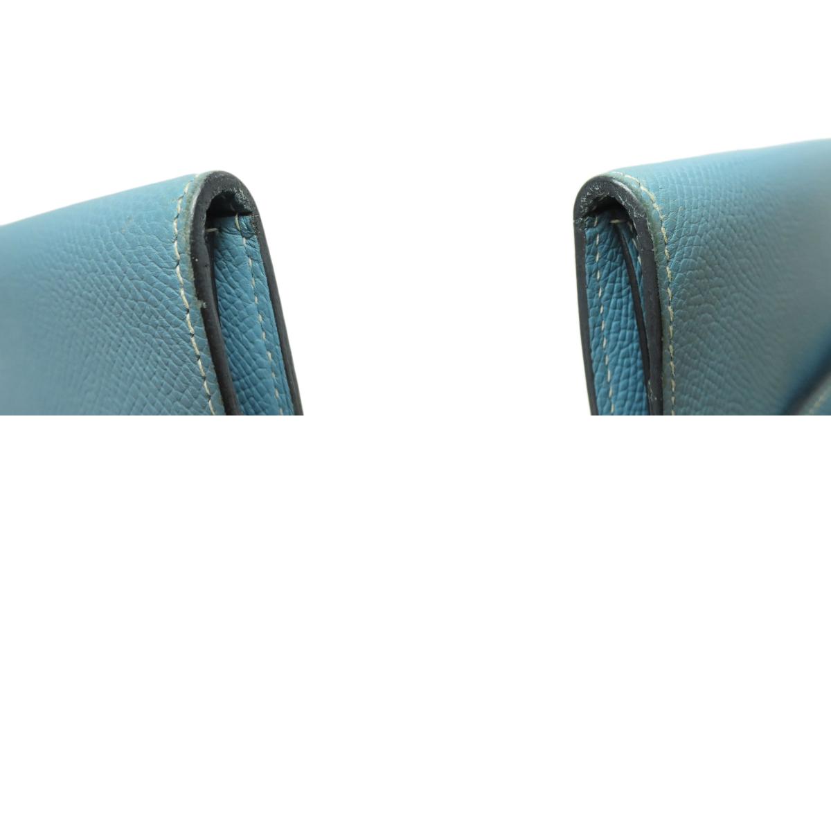 HERMES Kelly Wallet Compact Blue Jean Silver Hardware Bifold Wallet with Coin Pocket Epsom Ladies [Used]