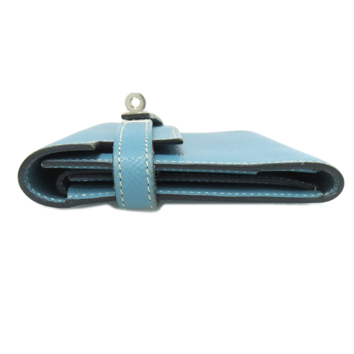 HERMES Kelly Wallet Compact Blue Jean Silver Hardware Bifold Wallet with Coin Pocket Epsom Ladies [Used]