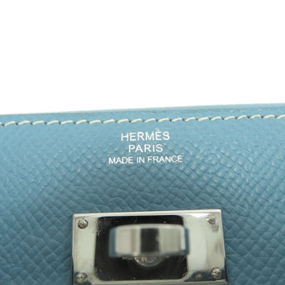 HERMES Kelly Wallet Compact Blue Jean Silver Hardware Bifold Wallet with Coin Pocket Epsom Ladies [Used]