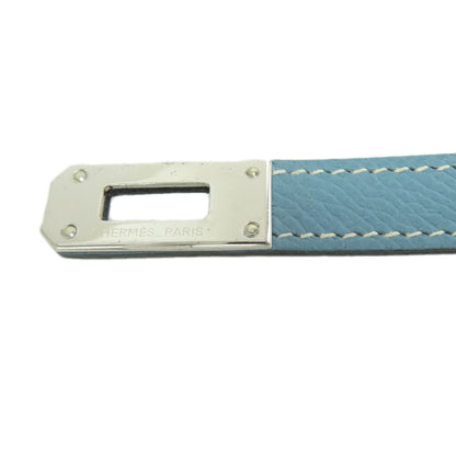 HERMES Kelly Wallet Compact Blue Jean Silver Hardware Bifold Wallet with Coin Pocket Epsom Ladies [Used]