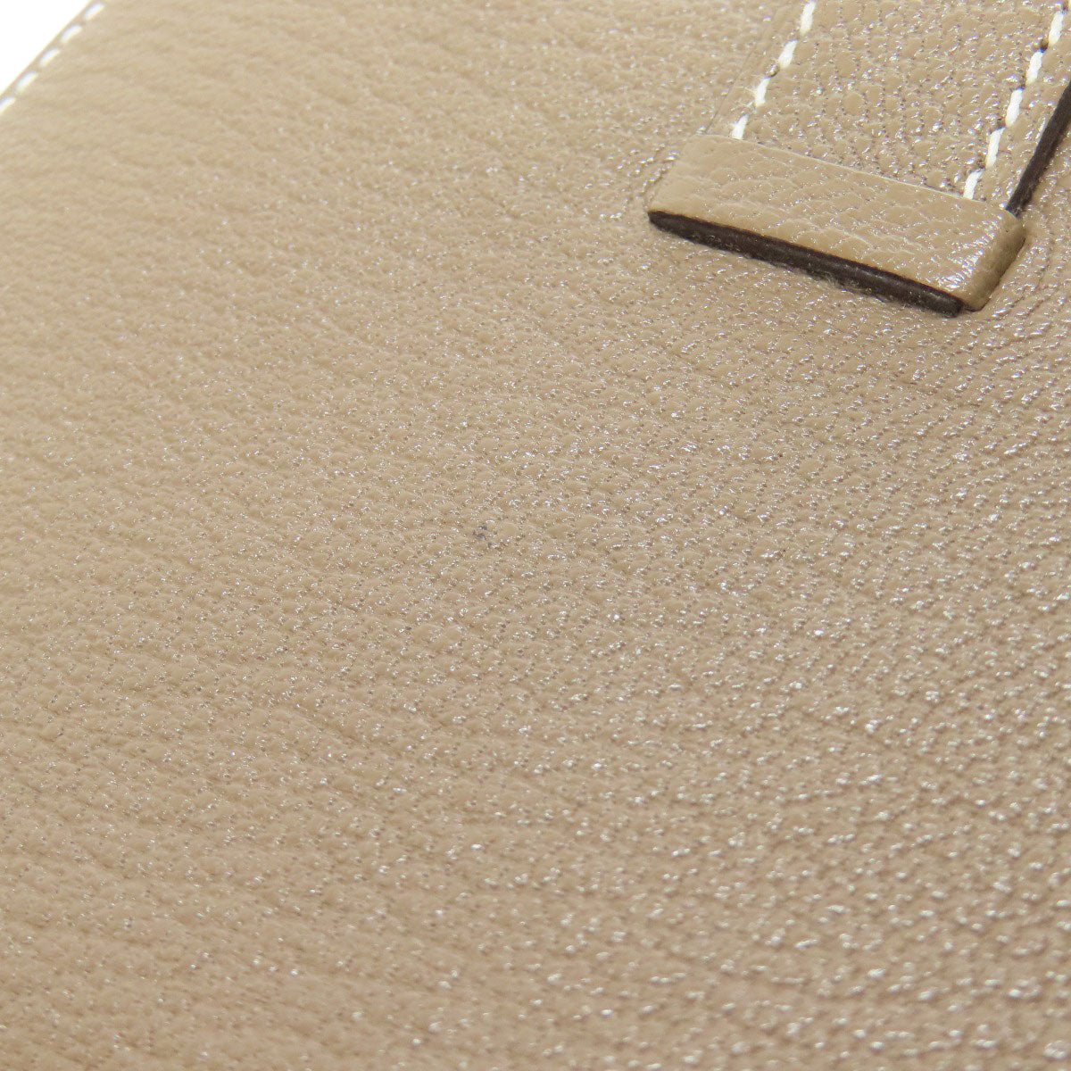 HERMES Bearn Combination Etoupe GoldHardware Bifold Wallet with Coin Pocket Chevre Ladies [Used]