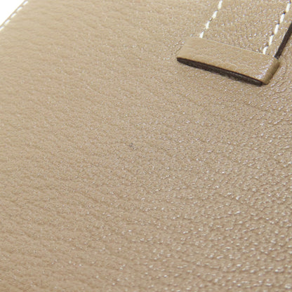 HERMES Bearn Combination Etoupe GoldHardware Bifold Wallet with Coin Pocket Chevre Ladies [Used]