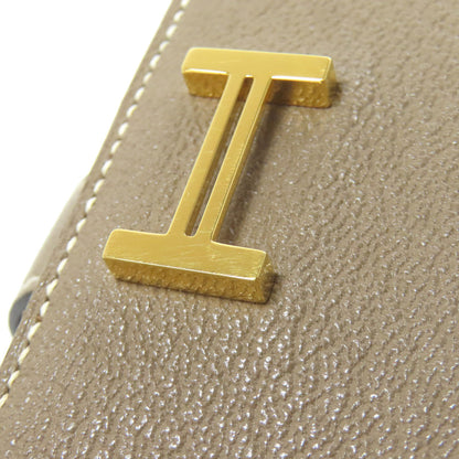 HERMES Bearn Combination Etoupe GoldHardware Bifold Wallet with Coin Pocket Chevre Ladies [Used]