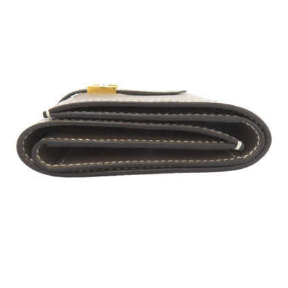 HERMES Bearn Combination Etoupe GoldHardware Bifold Wallet with Coin Pocket Chevre Ladies [Used]