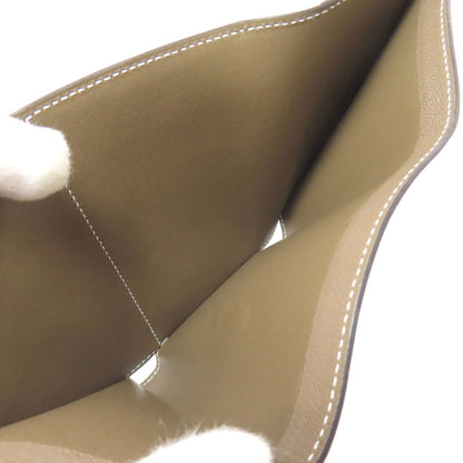 HERMES Bearn Combination Etoupe GoldHardware Bifold Wallet with Coin Pocket Chevre Ladies [Used]