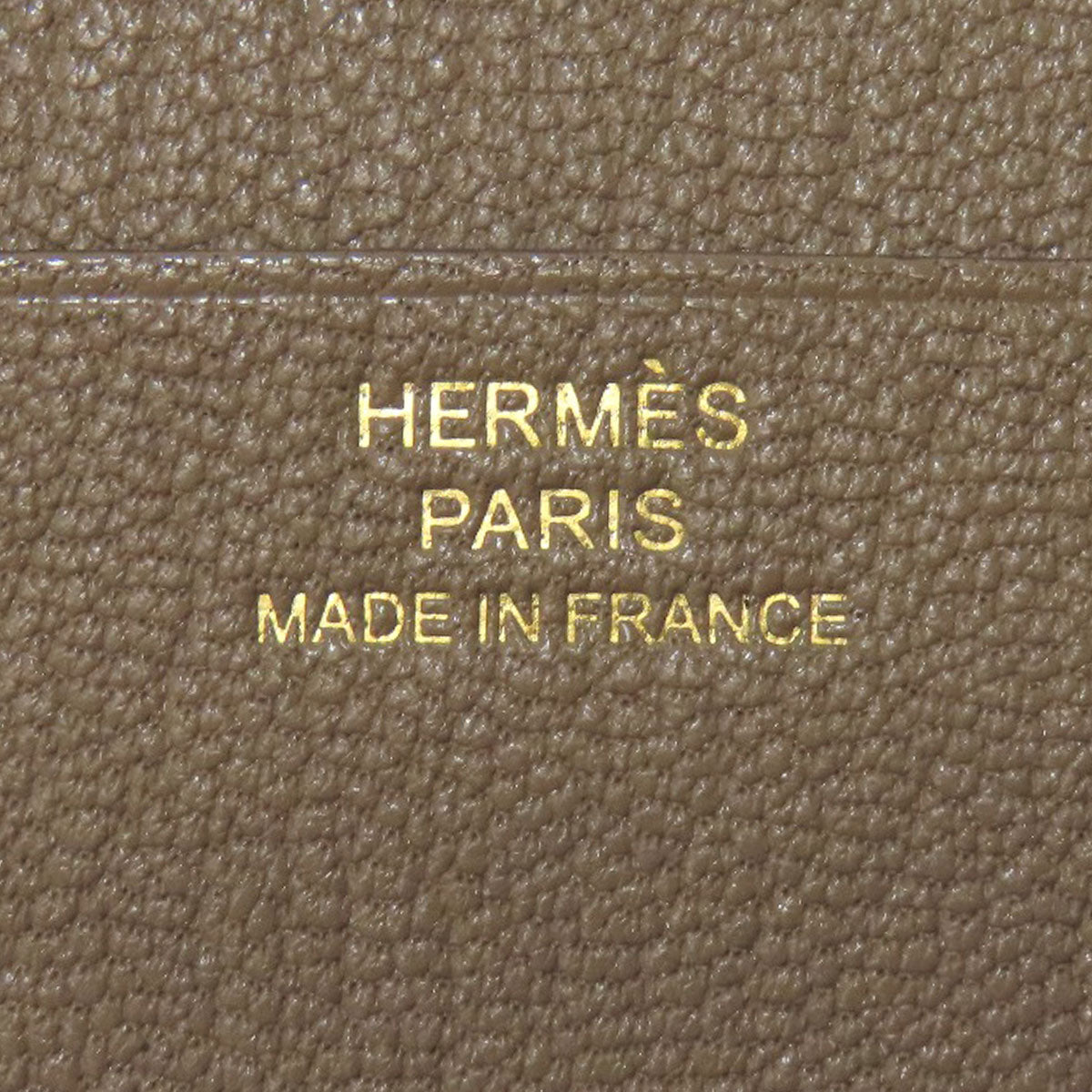HERMES Bearn Combination Etoupe GoldHardware Bifold Wallet with Coin Pocket Chevre Ladies [Used]