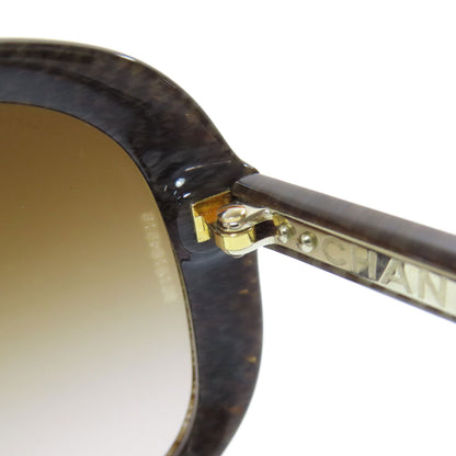 CHANEL COCO Mark woodgrain sunglasses Plastic Ladies [Used]