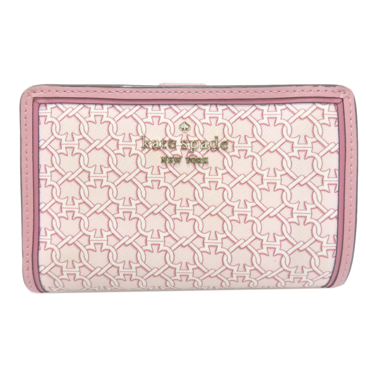 kate spade Logo overall pattern Bifold Wallet with Coin Pocket PVC Ladies [Used]