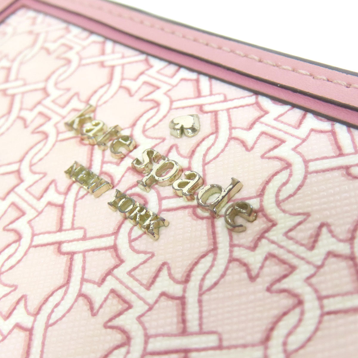 kate spade Logo overall pattern Bifold Wallet with Coin Pocket PVC Ladies [Used]