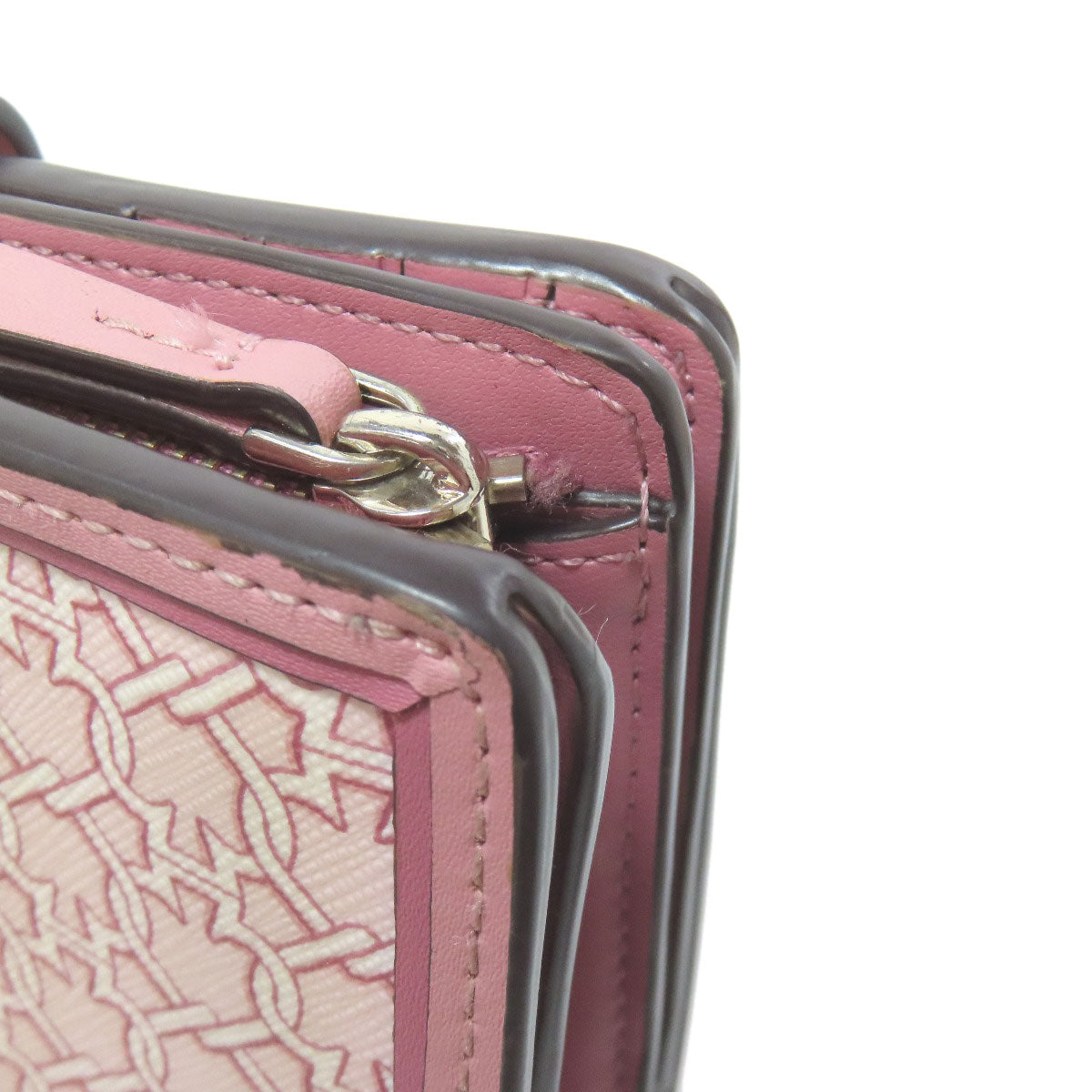 kate spade Logo overall pattern Bifold Wallet with Coin Pocket PVC Ladies [Used]