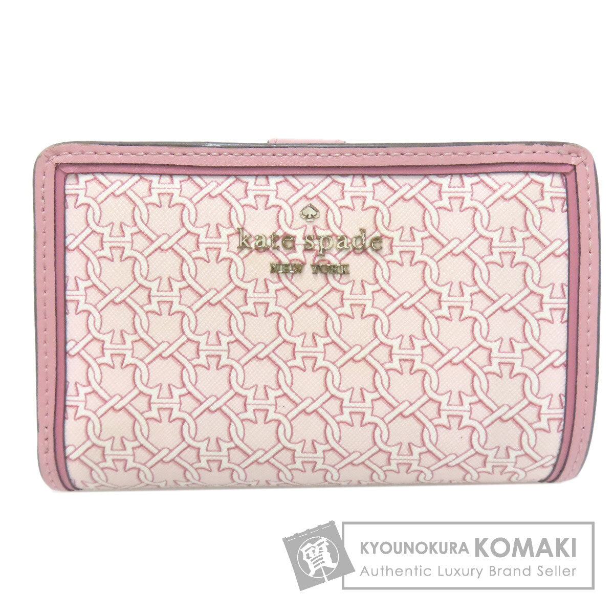kate spade Logo overall pattern Bifold Wallet with Coin Pocket PVC Ladies [Used]