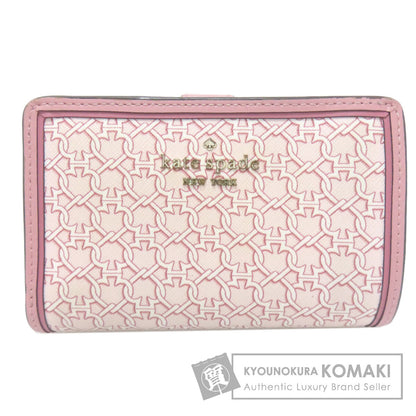 kate spade Logo overall pattern Bifold Wallet with Coin Pocket PVC Ladies [Used]
