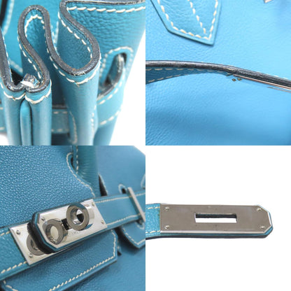 HERMES Birkin 30 Blue Gene SilverHardware Handbag Epsom Ladies [Used]