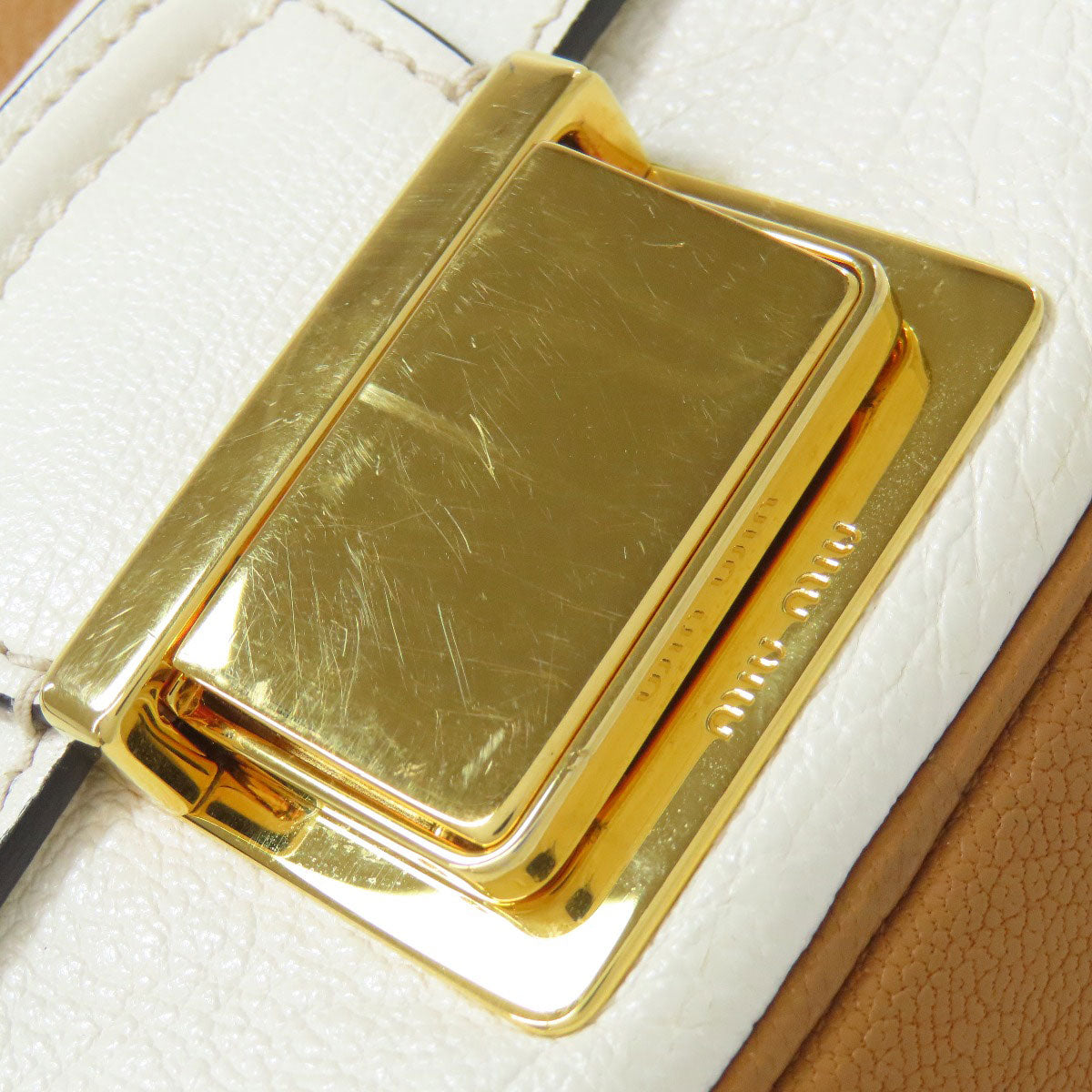 MIUMIU logo Shoulder Bag Leather Ladies [Used]