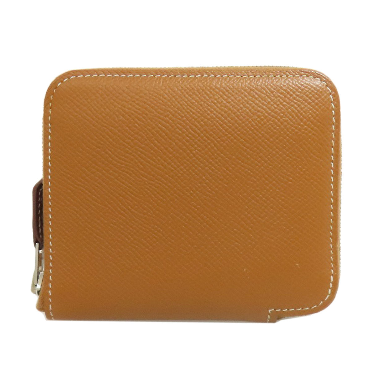 HERMES Azap Silkin Compact Gold SilverHardware Bifold Wallet with Coin Pocket Epsom Ladies [Used]